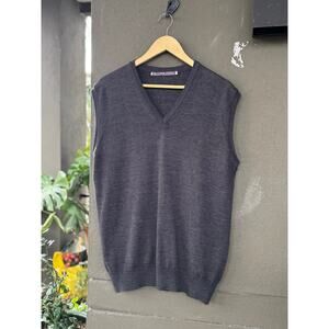 Vintage Grilliperlatesta ITALY Merino Wool Knit Sweater Vest XL Pullover Gray